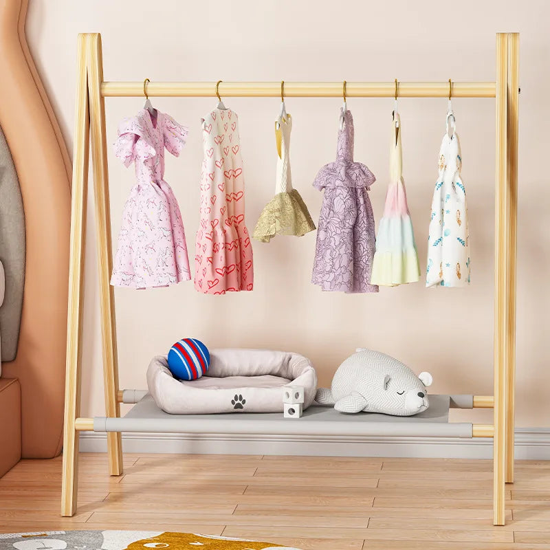 Cabide de chão para animais de estimação, guarda-roupa para cães, madeira sólida, filhote de cachorro, gato, cabide para cães, rack de armazenamento de roupas pequenas