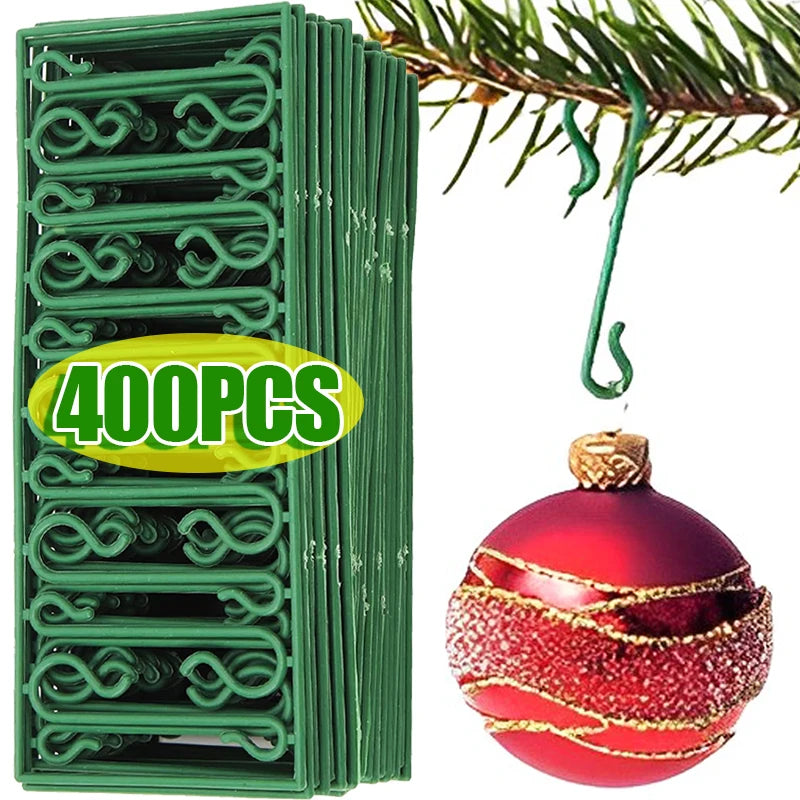 50/400 pçs mini gancho de natal de plástico em forma de s árvore de natal bola pingentes ornamento pendurado cabide diy navidad decoração de festa em casa