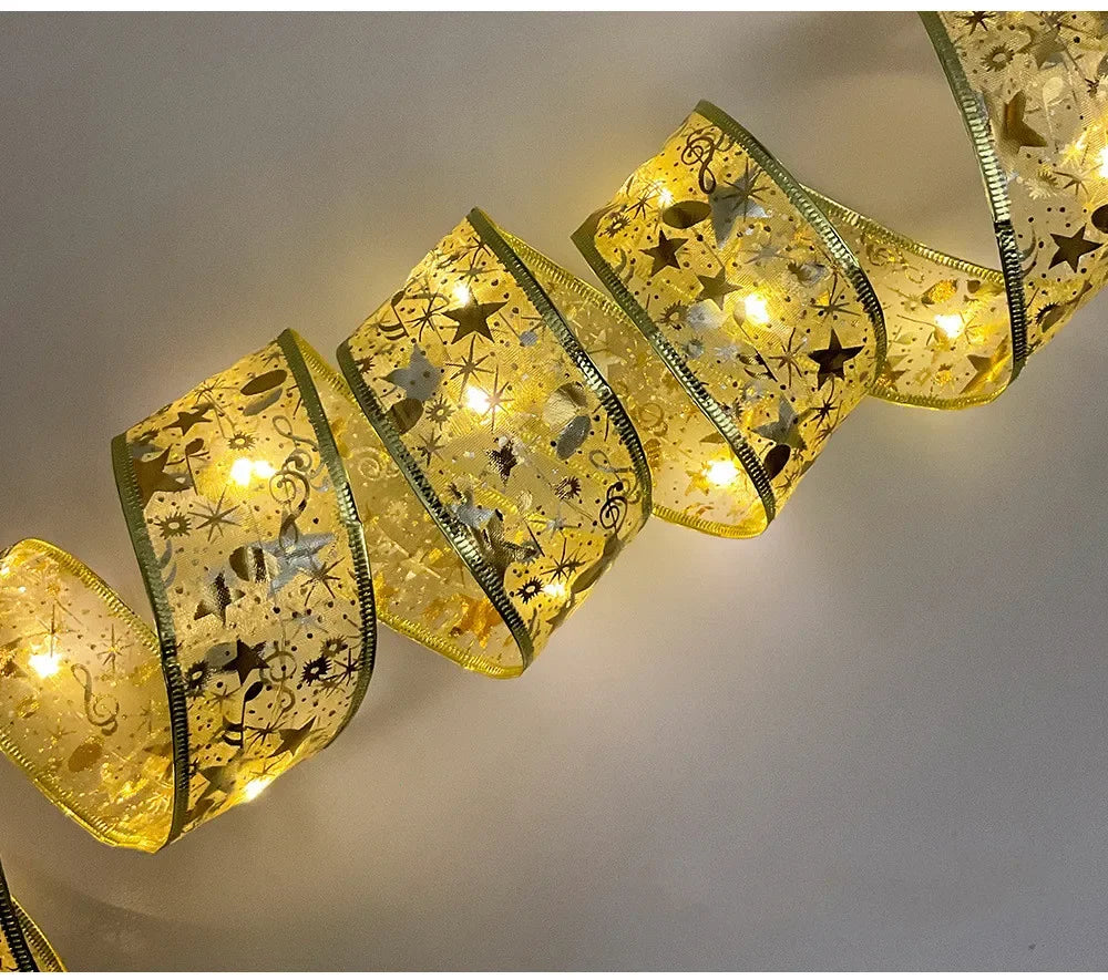 Luzes de Natal em Fita LED, Luzes de Cordão de 1 a 10M, Lâmpada de Fita com Glitter em Forma de Floco de Neve para Decoração de Árvore de Natal e Festas