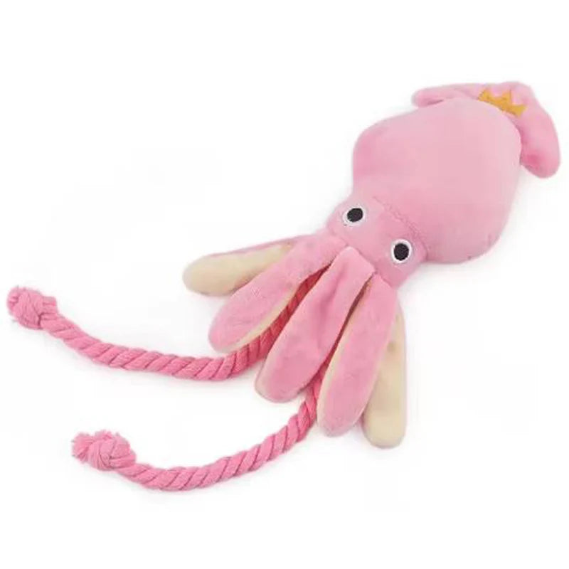 Brinquedos para cães; brinquedos para gatos; polvo de corda de algodão emissor de som; brinquedos de mastigar duráveis para limpar os dentes; brinquedos interativos para animais de estimação.