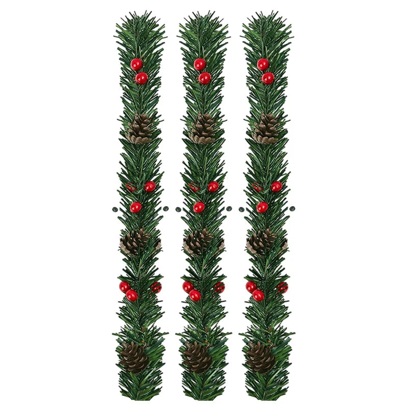 Guirlanda de Natal com Pinhas e Frutas Vermelhas, Árvore de Natal Artificial, Guirlanda de Galhos de Pinheiro, Decoração para Festas em Casa