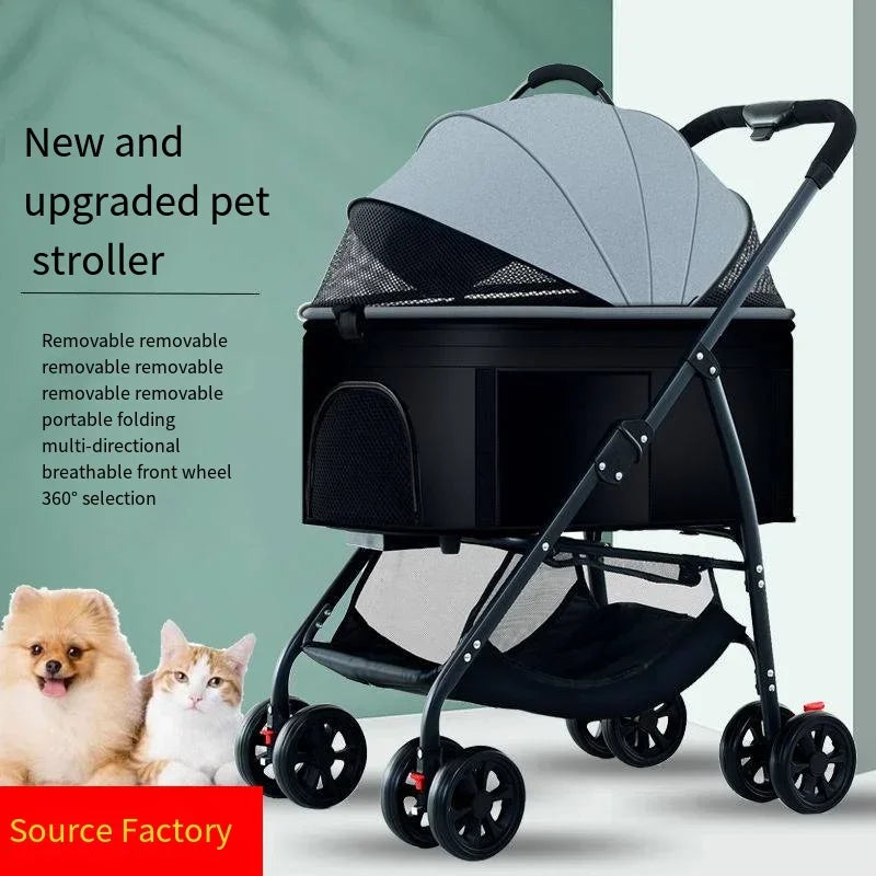 Carrinhos de Passeio para Animais de Estimação 3 em 1 Leves e Dobráveis Projetados Especificamente para Passear Cães, Gatos e Filhotes de Porte Pequeno e Médio ao Ar Livre