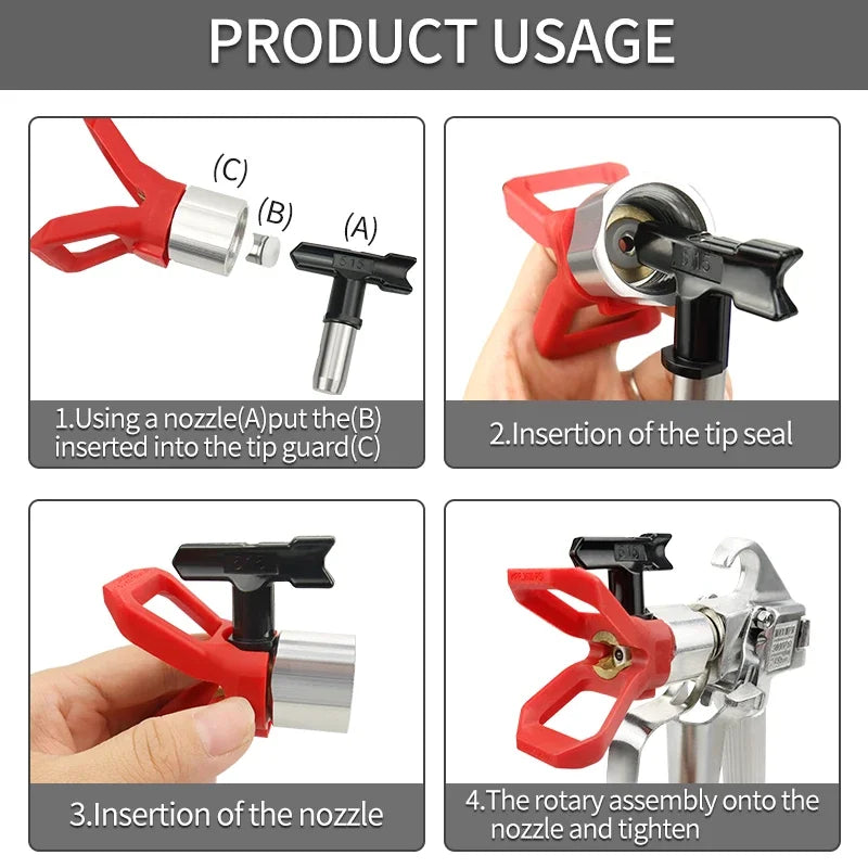 Pistola de Pulverização de Tinta Airless de Alta Pressão 3600 PSI com 4 Bicos e Protetor de Bico ou 6 Filtros para Pistola de Pulverização Airless
