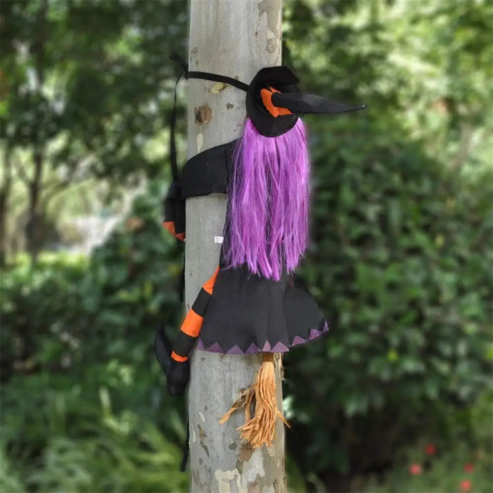 Halloween Crashing Witch na árvore, Bruxa Voadora Clássica, Decoração ao ar livre, Quintal, Gramado, Pátio, Alpendre, Decoração