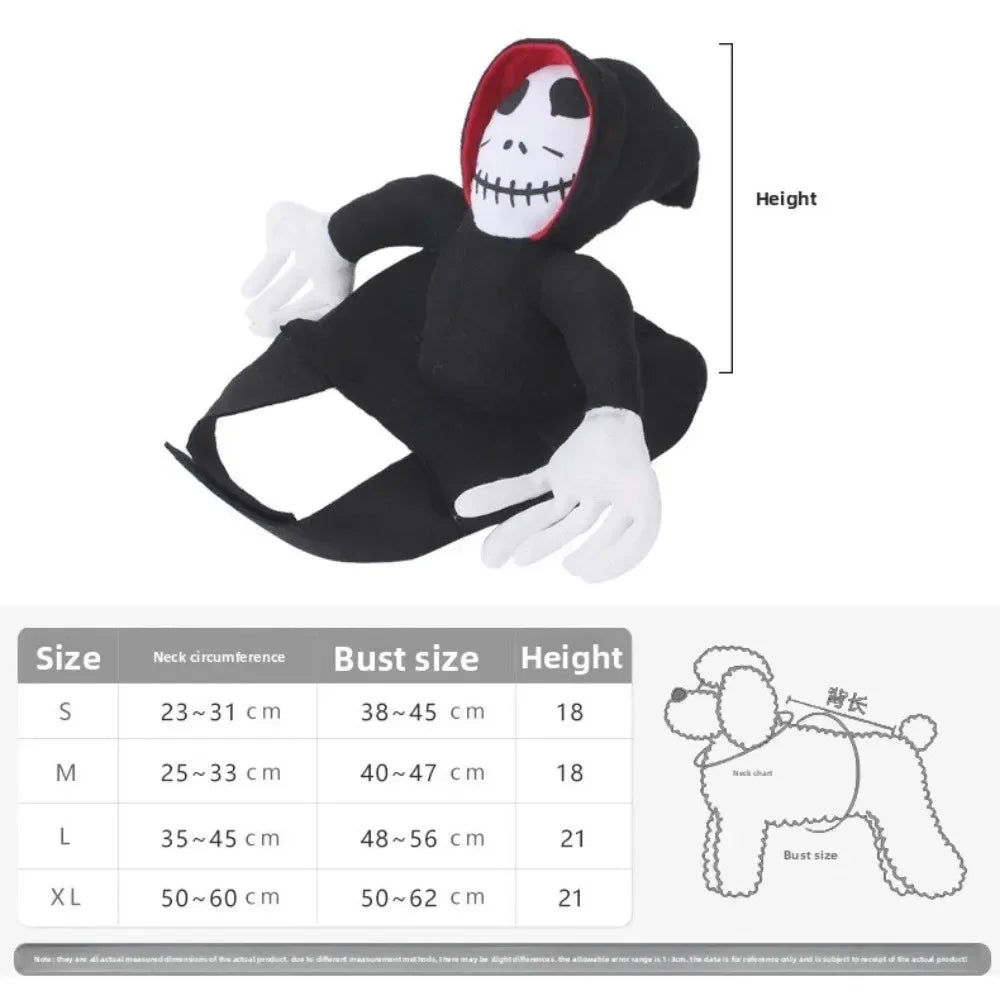 Fantasia de Halloween para Cães de Estimação, Estilo Esqueleto Ceifador, Roupa de Cosplay para Cães, Traje Engraçado para Cães de Médio e Grande Porte, Vestido de Festa para Cães