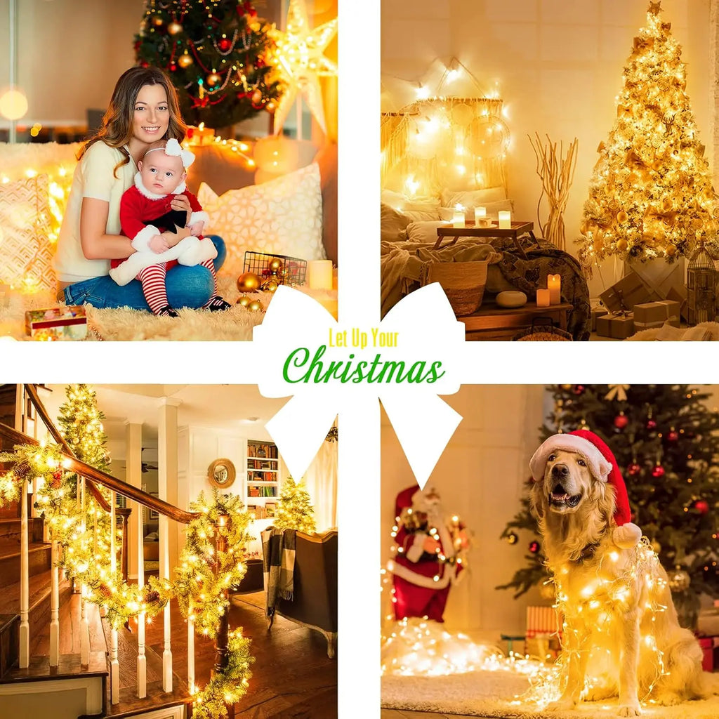 80 Luzes de Natal LED à Prova d'Água para Exterior, Cordão de Luzes de Fada Mini Pisca-Pisca com Controle Remoto, 8 Modos, Alimentadas por Pilha, para Uso Interno e Externo