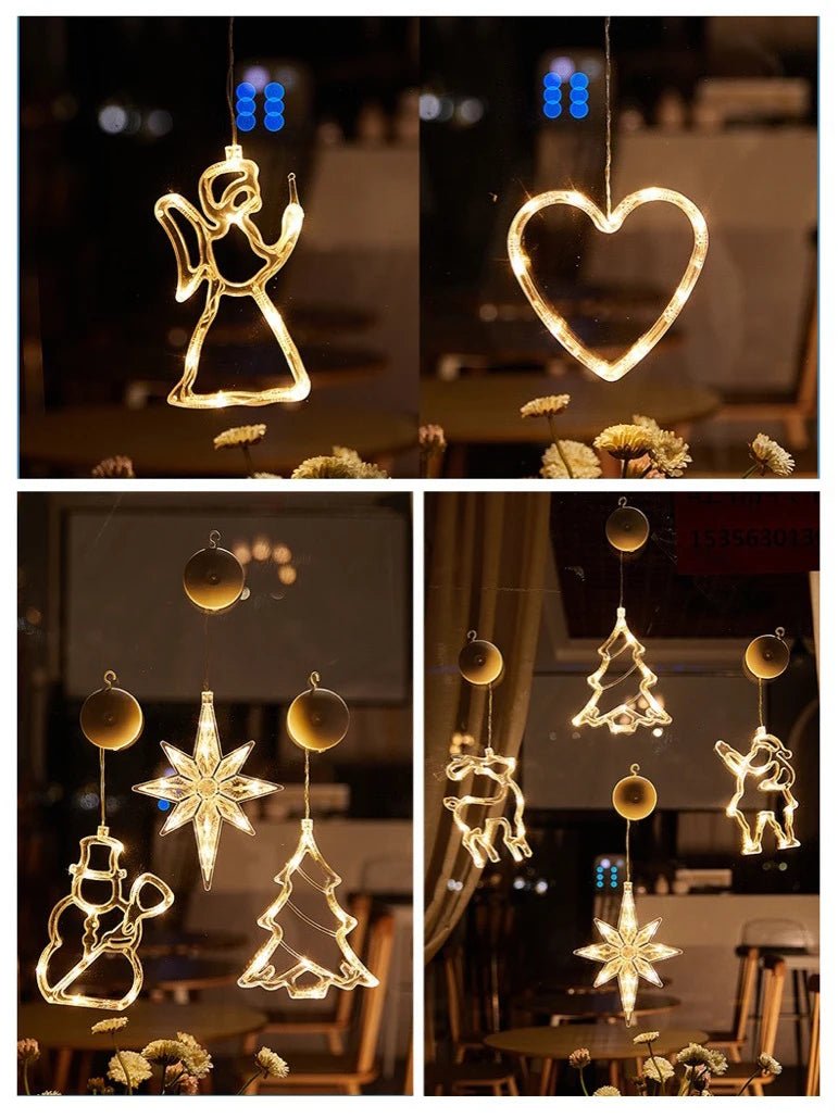 Natal led luz floco de neve santa pendurado otário lâmpada janela ornamentos decoração para casa natal navidad 2023 decoração de ano novo