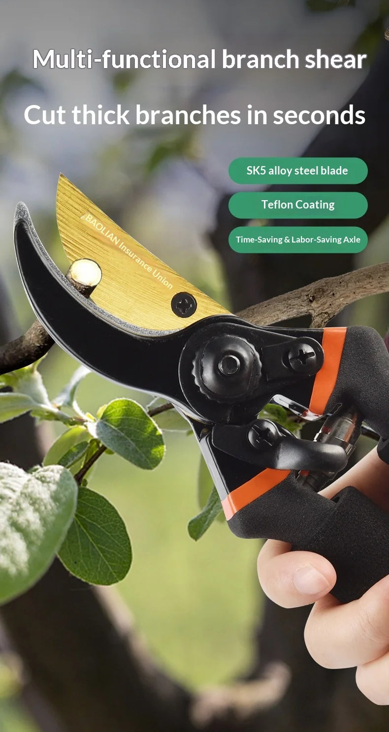 1PCS Tesoura de Poda Profissional em Aço Inoxidável Multifuncional para Jardim e Quintal - Ferramenta Manual Ultra Resistente