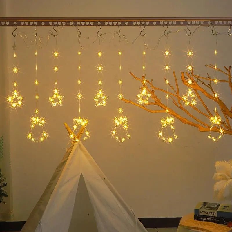 Cortina de Luzes de Natal, Luzes de Fada, 3M, Alimentação USB, Controle Remoto, 8 Modos, Decorações LED para Janelas de Casa