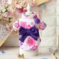 Japonês animal de estimação quimono poodle gato roupão flor cereja sakura verão filhote de cachorro primavera roupas para animais de estimação saia flor kitty vestido quimono