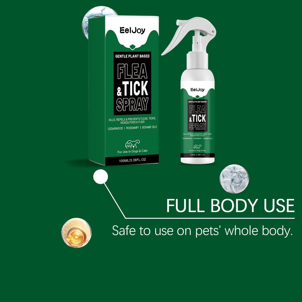 Spray Repelente de Pulgas e Carrapatos para Animais de Estimação com Extrato de Plantas para Gatos e Cães