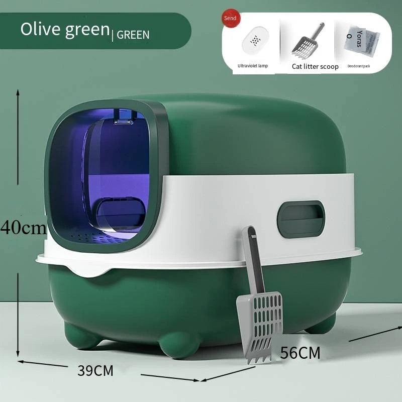 Caixa de Areia para Gatos com Desinfecção UV, Antiodor, Totalmente Fechada, Tamanho Extra Grande, Antirrespingo, Prevenção de Vazamento de Areia, Design Destacável