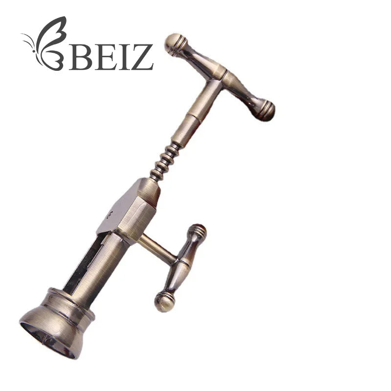 Abridor de Garrafa de Vinho Clássico Retro em Bronze Antigo, Abridor de Garrafa em Liga de Zinco, Extrator de Rolhas