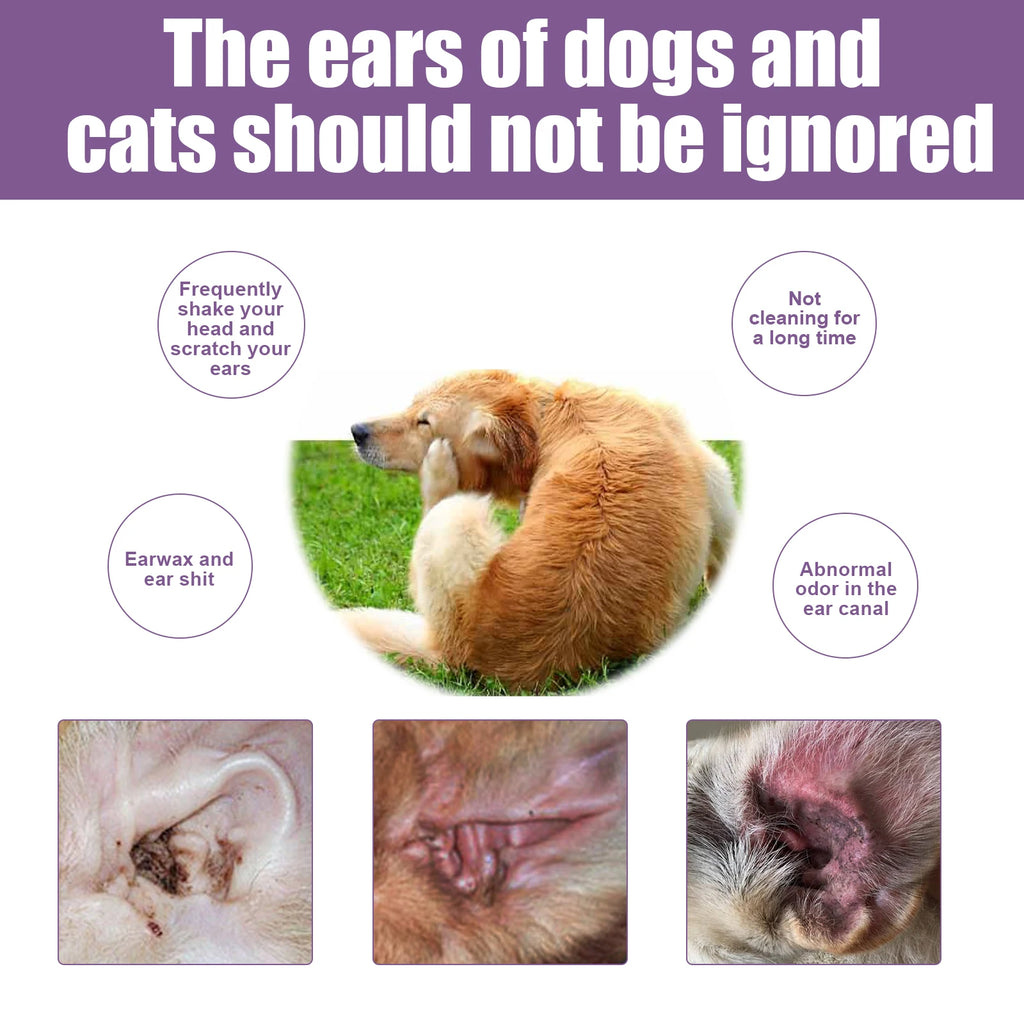 Limpador de ouvidos para cães e gatos, alivia o odor, remove cera dos ouvidos, gotas de limpeza suave, previne coceira