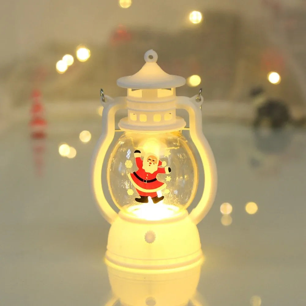 Lanterna de Natal com Luzes LED, Decoração Portátil do Papai Noel, Lâmpada a Óleo, Ornamentos de Mesa, Luz de Cavalo Brilhante, Presentes de Natal
