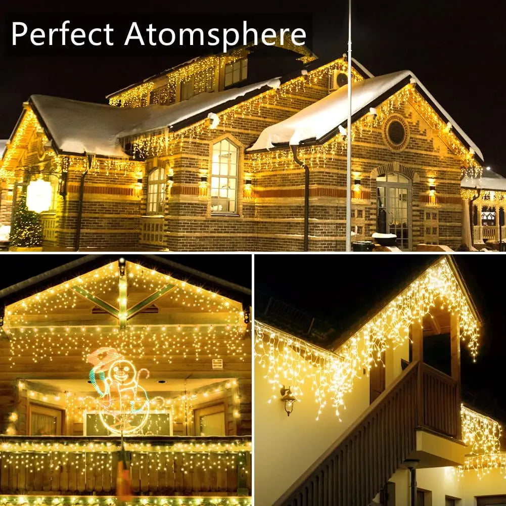 Decoração de natal 2024/2025 luzes de cortina led de gelo para queda ao ar livre 0.4/0.5/0.6m luzes de natal para casa ano novo 2025