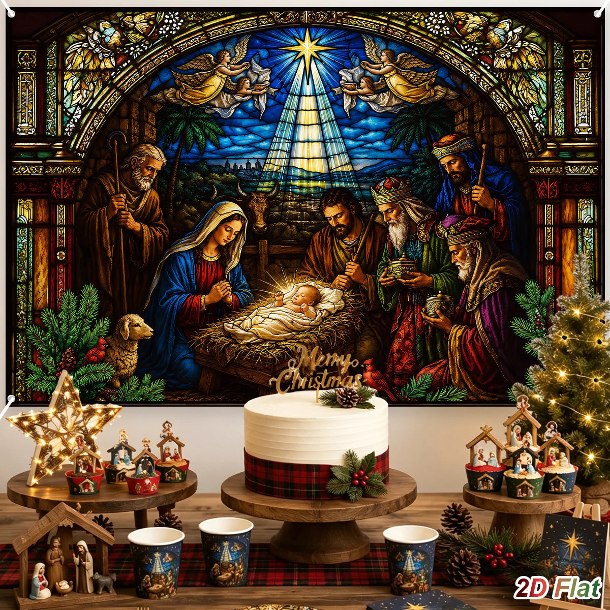Tapeçaria de Cenário de Presépio Decoração de Feliz Natal para Casa 2026 Fundo do Nascimento de Jesus Natal Ano Novo 2027