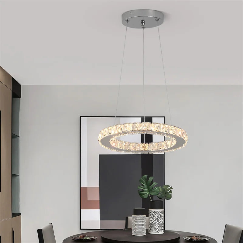 Led anel de luxo luzes pingente para sala estar jantar lustre moderno decoração casa lâmpada do teto nordic luminária lustre