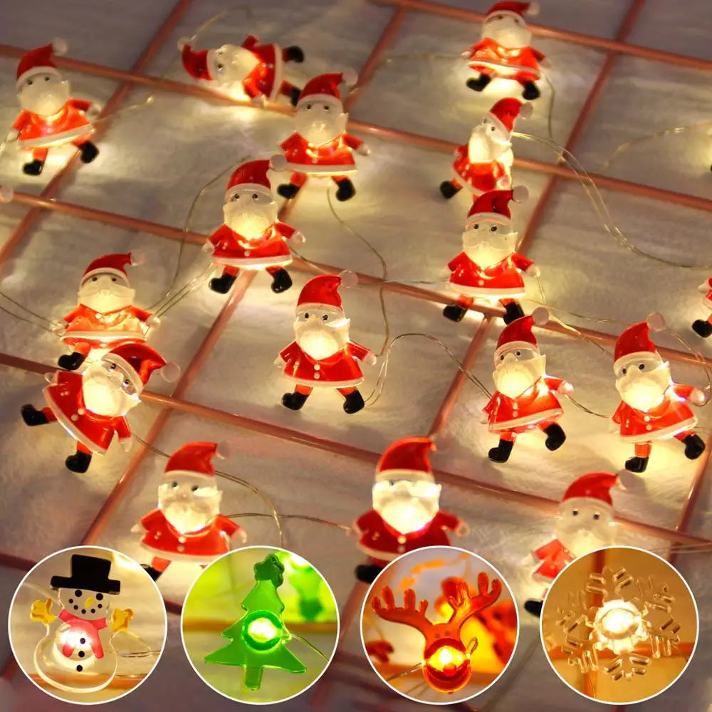 Papai noel natal led luz corda feliz natal decoração para casa 2025 enfeites de árvore de natal navidad presentes de natal ano novo