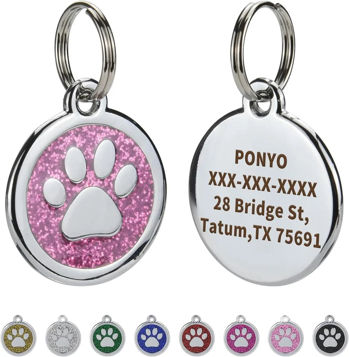 Etiquetas de Identificação para Animais de Estimação com Gravação Gratuita, Pingente Anti-perda para Coleira, Tag Personalizada com Nome de Cachorro, Decoração de Pata de Gato, Produto Personalizado Kasa & Pet