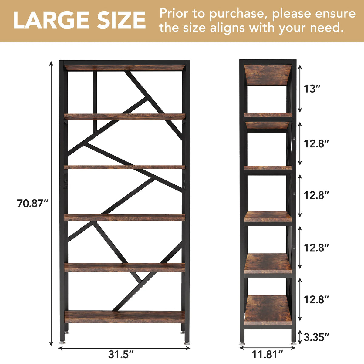Estante de Armazenamento Tribesigns 180cm, Prateleira de Pé com 5 Camadas, Estante Industrial Robusta com Estrutura de Tubo de Ferro