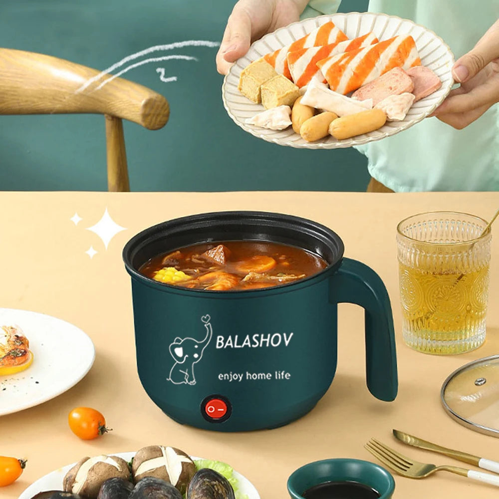 Mini panela multi antiaderente de 1,8l, máquina de cozinhar de camada única/dupla, panela elétrica multifuncional com fogão a vapor para casa
