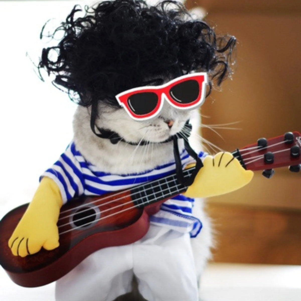 Engraçado Pet Guitar Costume, Trajes de cão, Guitar Player, Halloween, Natal, Cosplay Party, Cão, Roupa de gato, Vestir Roupas