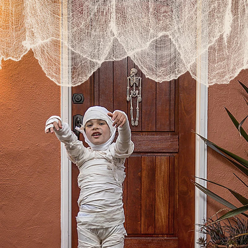 2m/4m decorações de halloween preto assustador gaze pano janela mesa porta net assustador fantasia vestido festa casa assombrada parede decoração diy