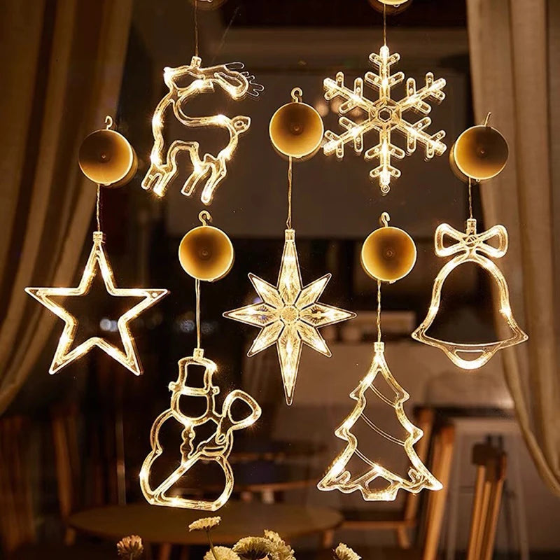 Natal led luz floco de neve santa pendurado otário lâmpada janela ornamentos decoração para casa natal navidad 2023 decoração de ano novo