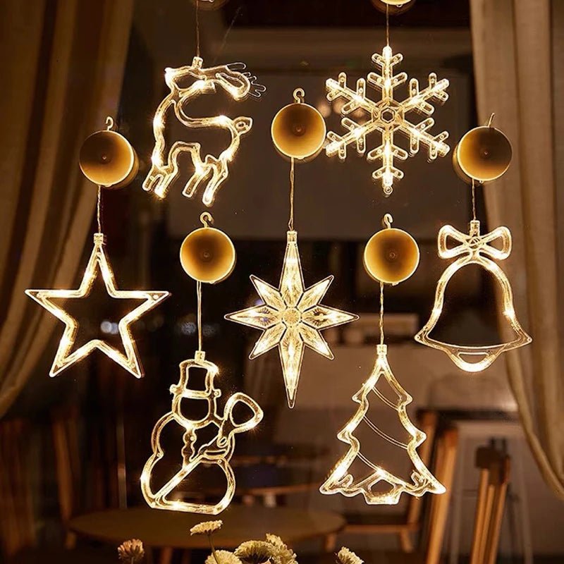 Natal led luz floco de neve santa pendurado otário lâmpada janela ornamentos decoração para casa natal navidad 2023 decoração de ano novo