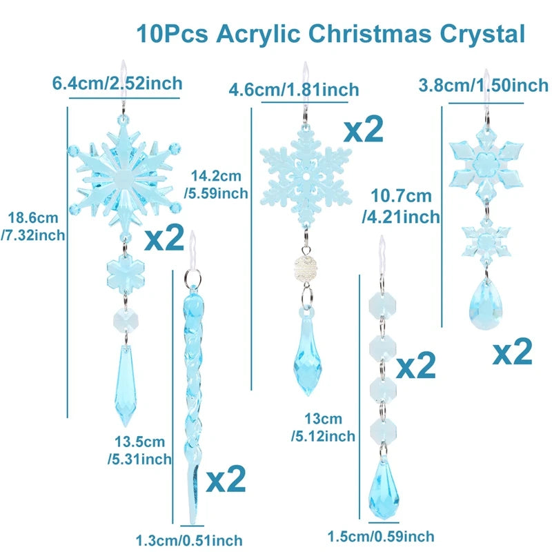 Ornamentos de cristal acrílico de natal decoração de festa de natal 2025 natal floco de neve enforcamentos navidad natal presente de ano novo 2026