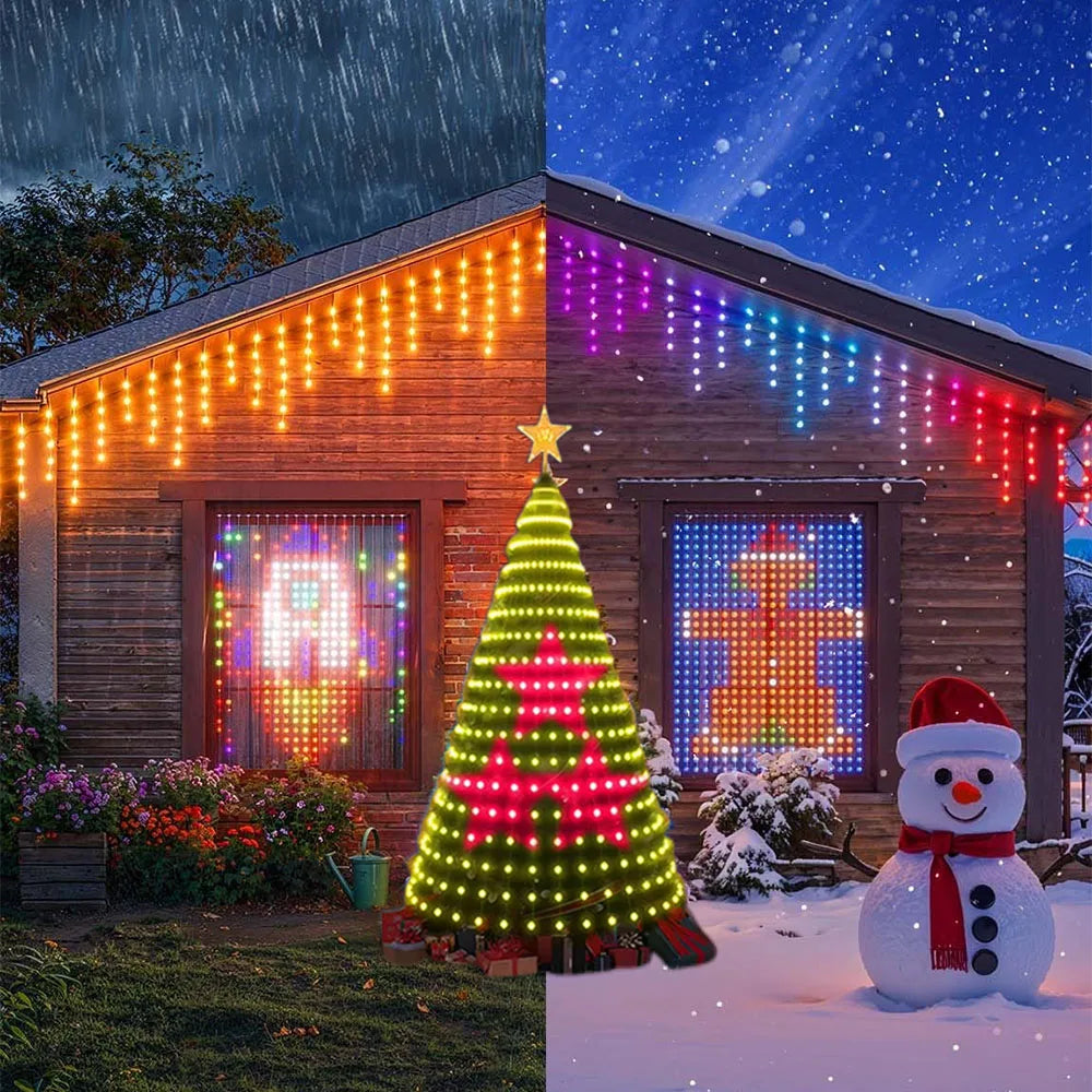 Luzes LED para Árvore de Natal 400 LEDs, Luzes de Cordão RGB Inteligentes para Decoração de Feriados, Controle por APP/Remoto