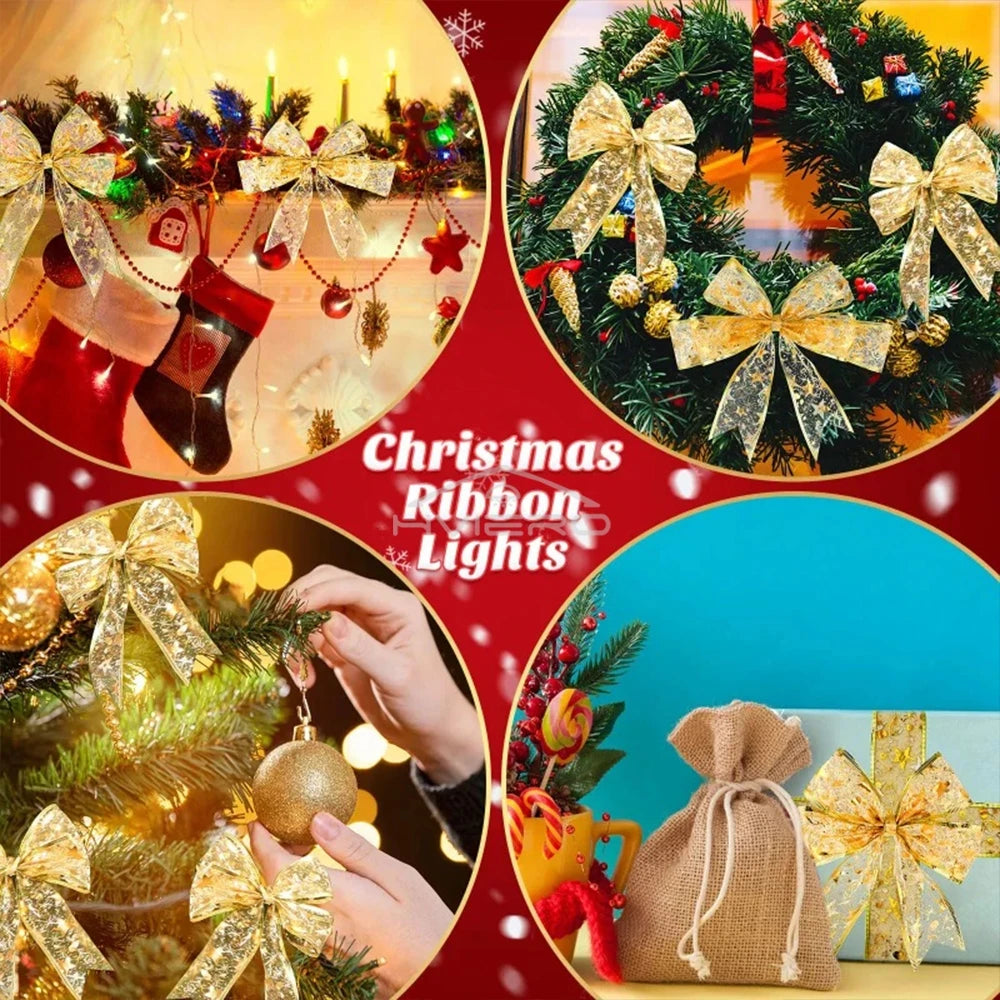 Fita fada discoteca luz árvore de natal branco quente decoração atmosfera ouro ano novo para festa buquê diy arco corda lâmpada