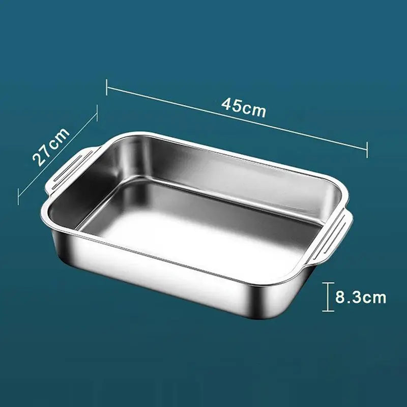 Assadeira Profunda de Aço Inoxidável, Bandeja de Cozimento com Tampa, Panela Resistente ao Calor para Forno, Ideal para Grelhar e Cozinhar Diariamente