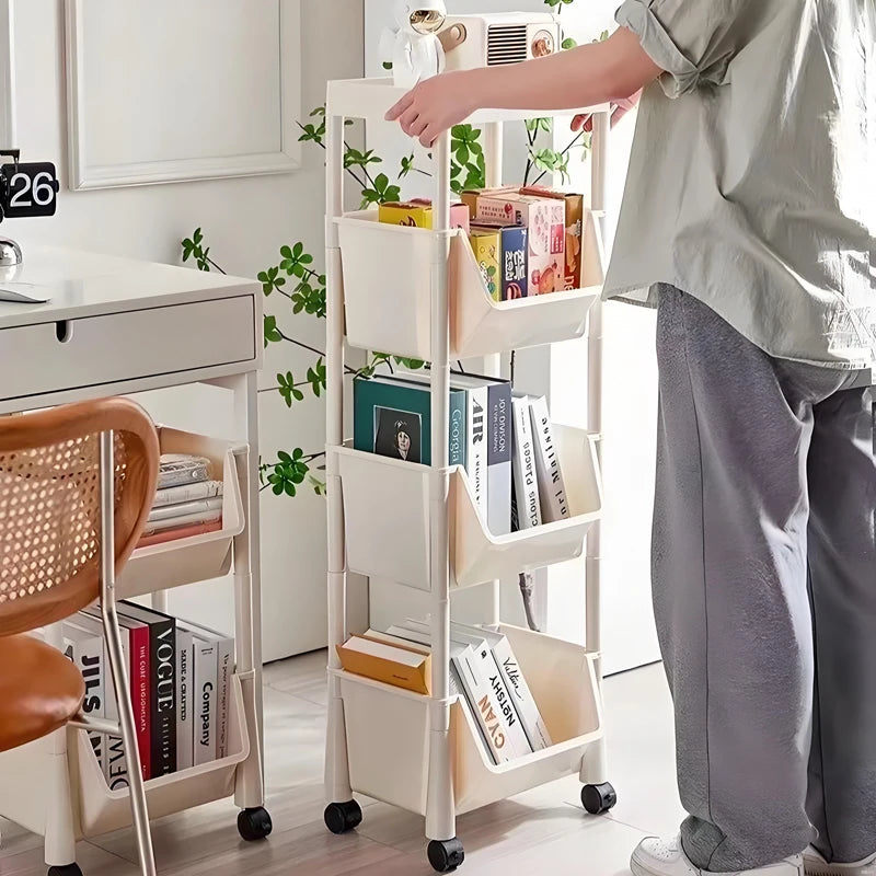 Organizador de cozinha rack de armazenamento móvel lanche brinquedo carrinho mesa lateral livro prateleira rack rodas