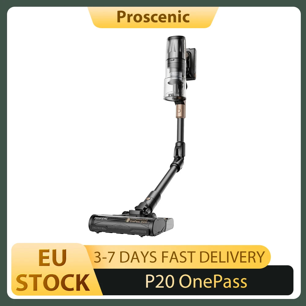 Aspirador de Pó Sem Fio Proscenic P20 OnePass, Sucção de 70000Pa, 70 Minutos de Autonomia, Motor Sem Escovas de 680W, Limpeza a Seco e Úmido