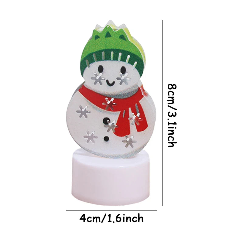 LED Christmas Candle Lamp Decorações, pequena Santa, boneco de neve, árvore de Natal, Holiday Night Lights, Home Party, Jardim
