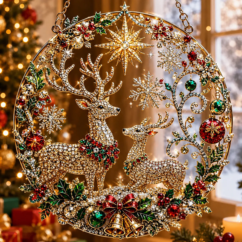 Enfeite de Natal Redondo para Pendurar, Enfeite de Natal Redondo em Acrílico, Criativo Enfeite de Natal em Acrílico para Pendurar