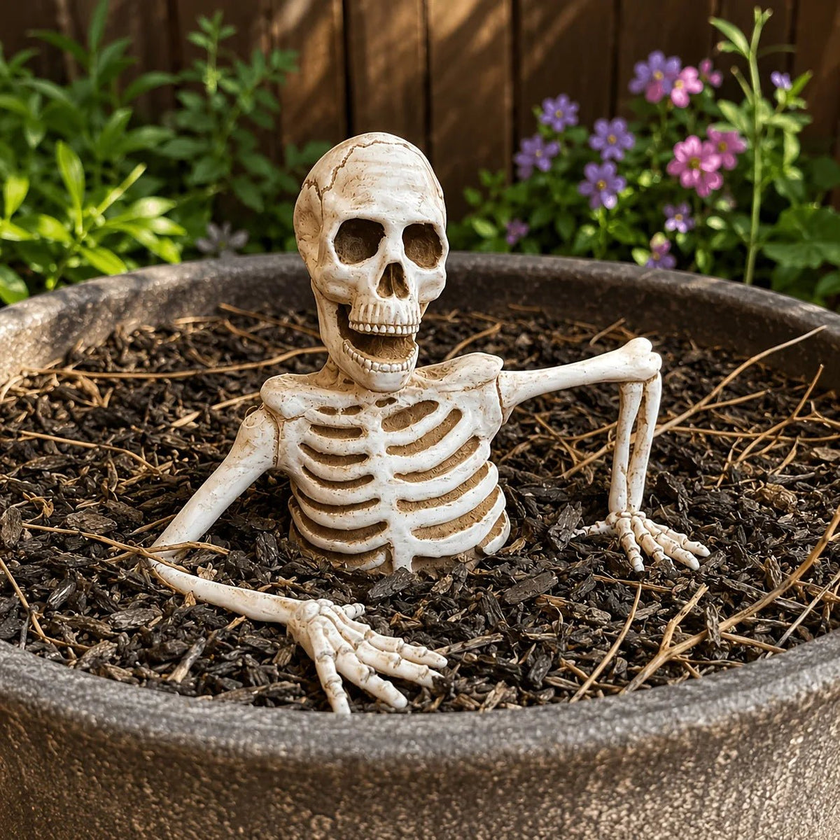 Decoração de Halloween: Esqueleto de Meio Corpo com Crânio para Bonsai, Decoração de Esqueleto de Meio Corpo para Interiores e Exteriores, Adereço para Decoração de Quintal - Kasa & Pet