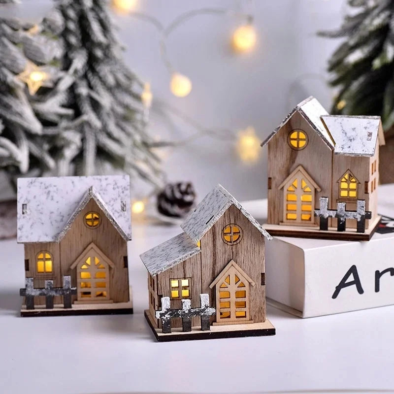 Natal led luz casa de madeira cabine luminosa feliz natal decorações para casa diy enfeites de árvore de natal crianças presentes ano novo
