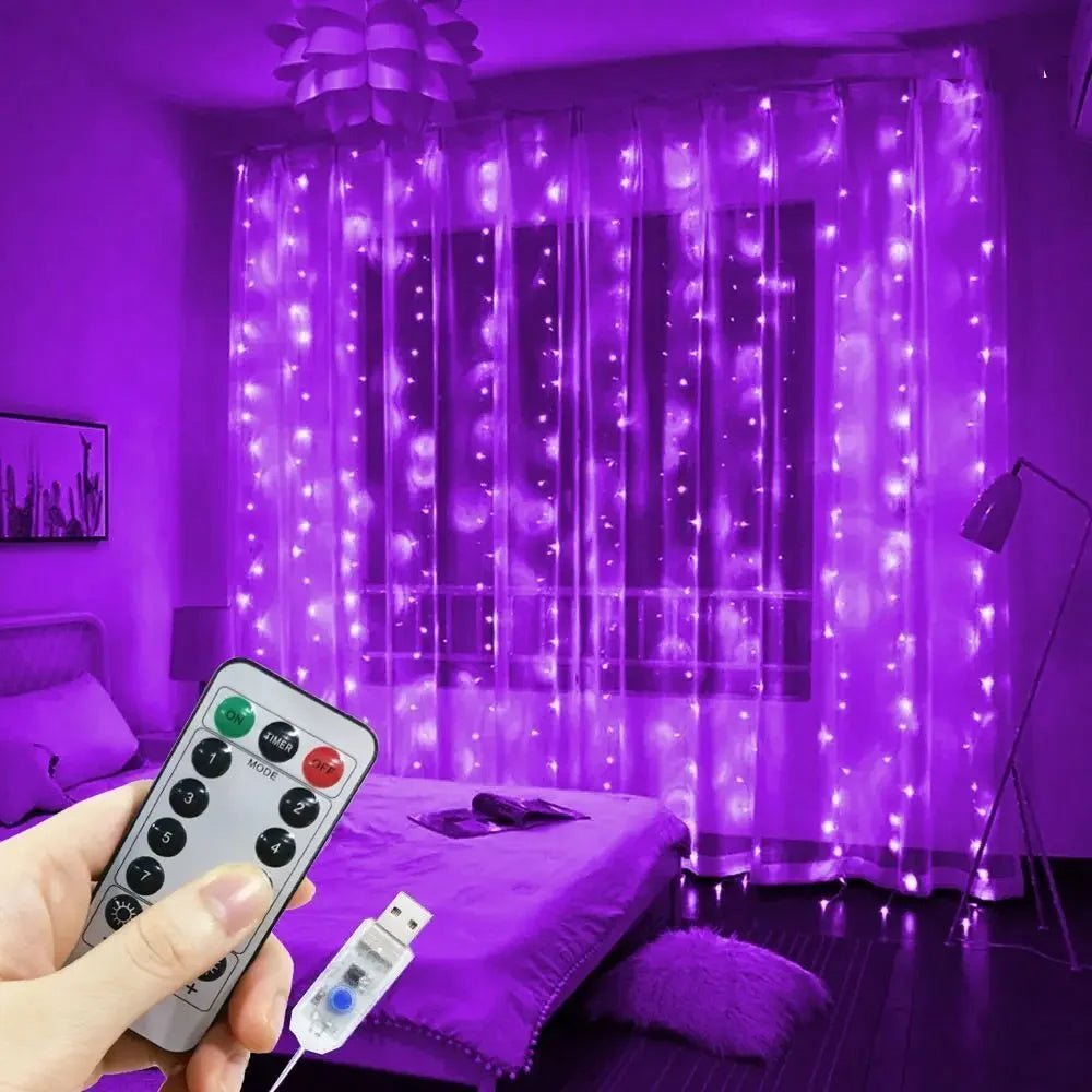 Decoração de casa de natal usb 8 modos luzes guirlanda de fadas led cortina luzes da corda com controle remoto para o quarto casamento