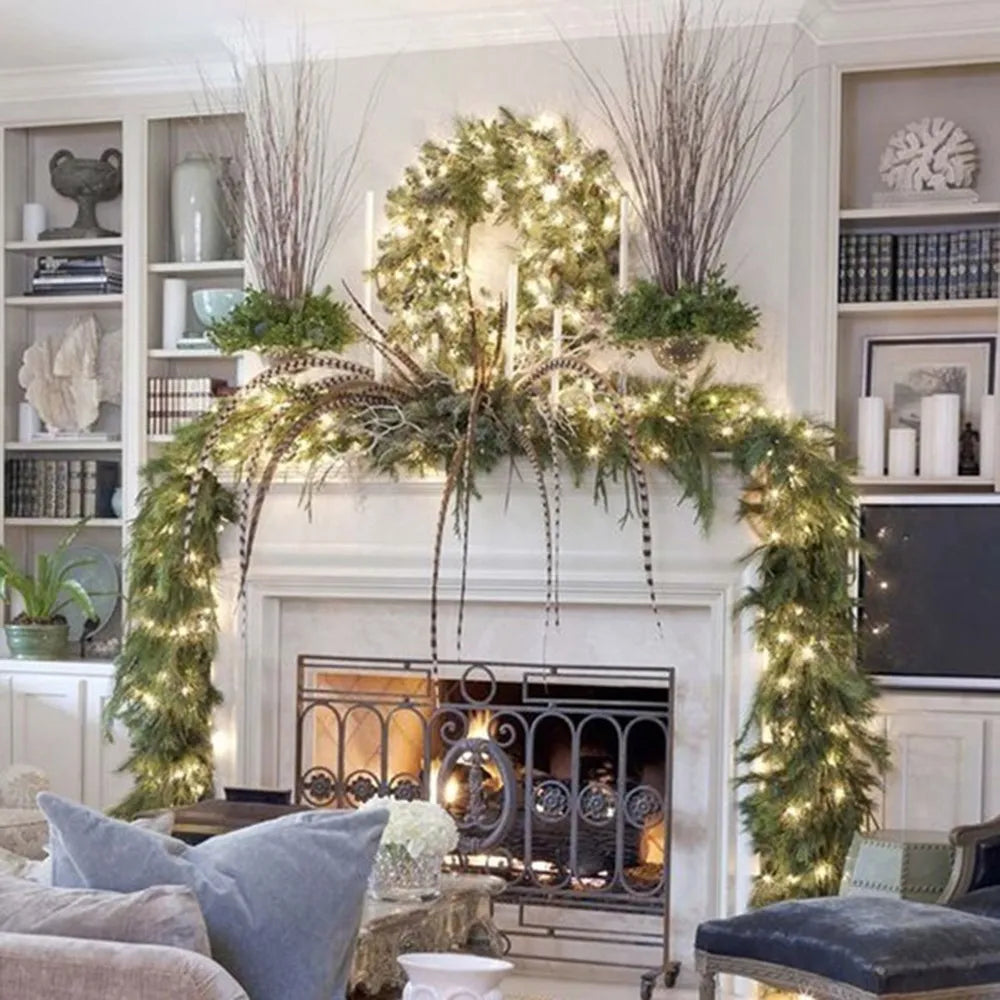 2.7m 5 cores decorações de natal guirlanda decoração rattan luzes grinalda decorado lareira escadas parede porta decoração