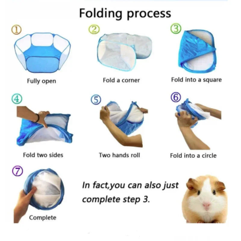 Transparente portátil pet gaiola tenda cão gato cercadinho aberto dobrável quintal cerca para hamster coelho cobaia pequena gaiola para animais de estimação