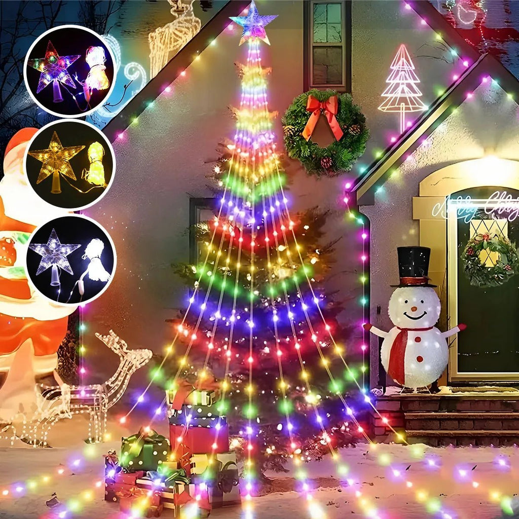 Led estrela cachoeira luzes decorações de natal luzes da corda ornamentos de árvore de natal para casa 2025 navidad natal ano novo 2026