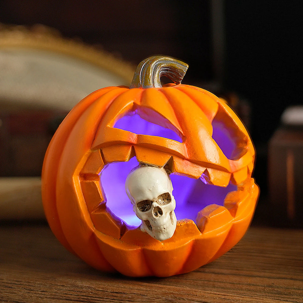 Halloween fantasma abóbora lanterna decoração abóbora comendo crânio estátua peças centrais de mesa para porches jardins pátios ornamento