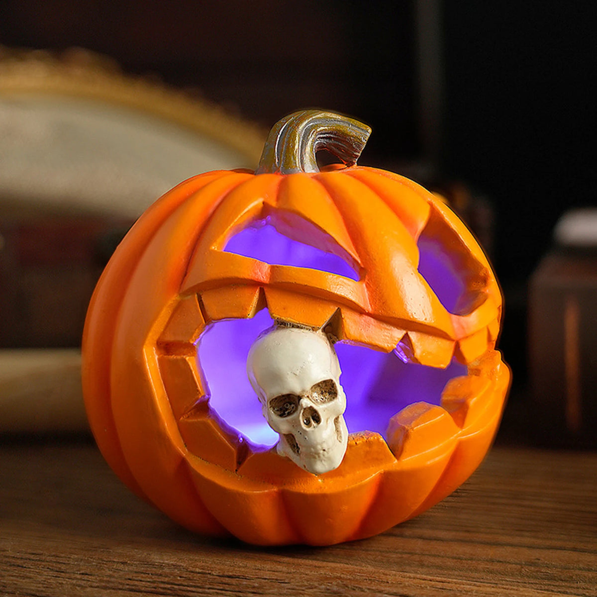 Halloween fantasma abóbora lanterna decoração abóbora comendo crânio estátua peças centrais de mesa para porches jardins pátios ornamento