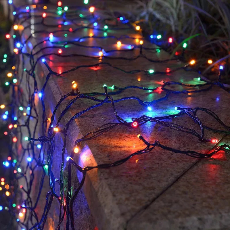 Luzes de corda solares led movidas a energia solar luzes ao ar livre de natal à prova dwaterproof água estrelado luz de fadas de natal para festival festa atmosfera