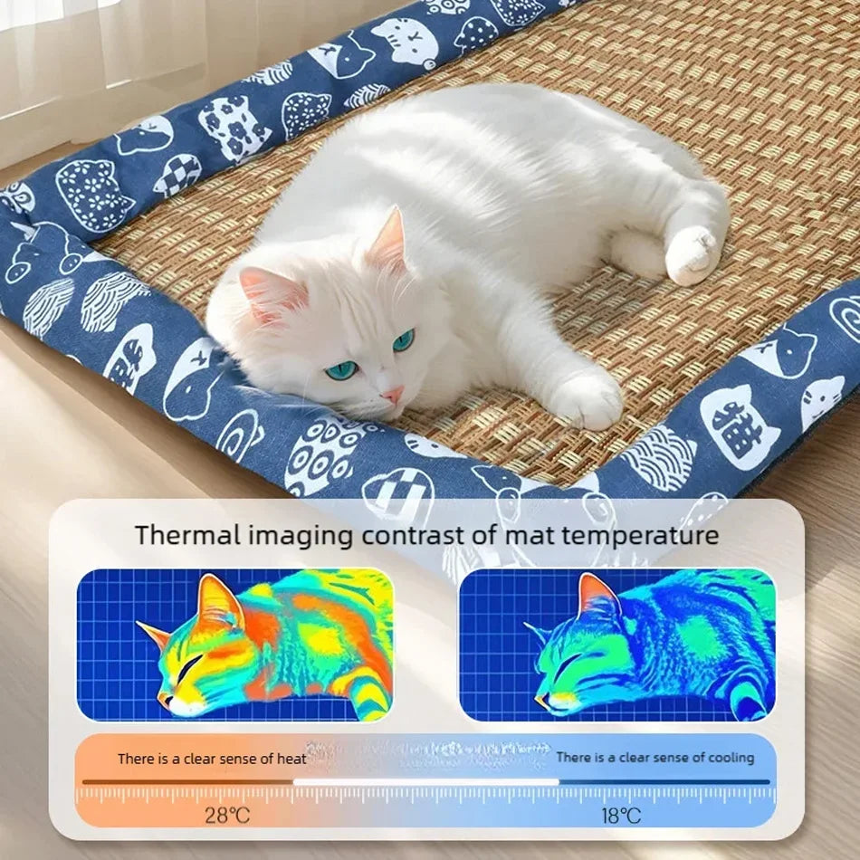 Cama para animais de estimação para gatos e cães, adequada para todas as estações, tapete refrescante de verão, confortável e resistente a pelos, suprimentos para animais de estimação com o.