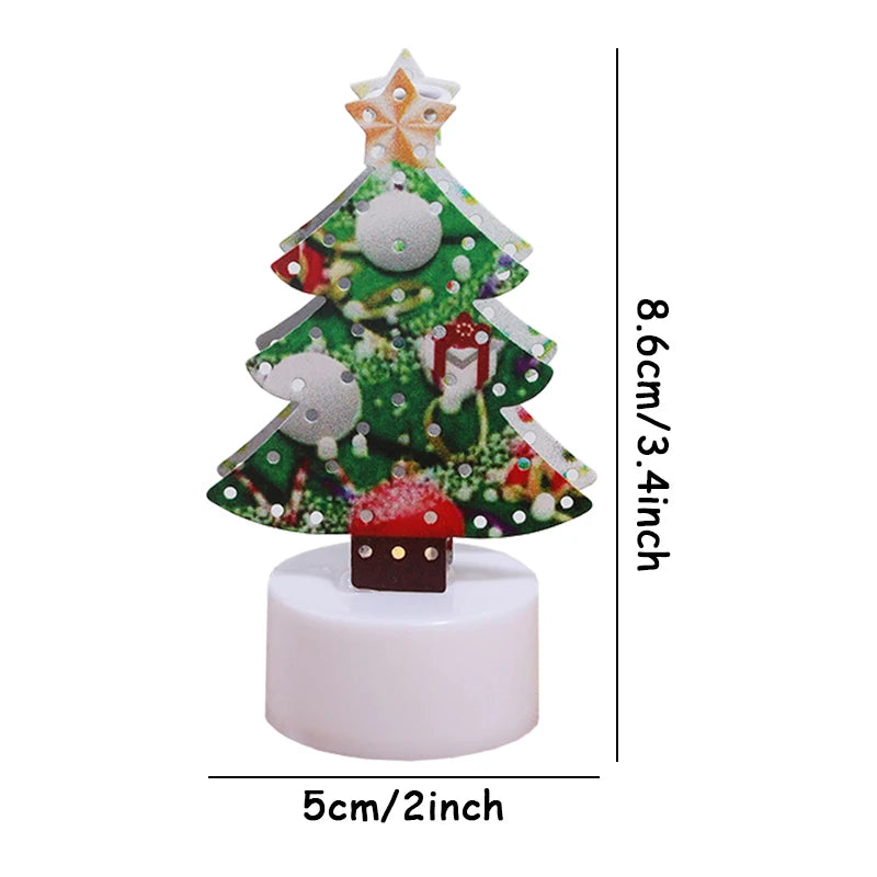 LED Christmas Candle Lamp Decorações, pequena Santa, boneco de neve, árvore de Natal, Holiday Night Lights, Home Party, Jardim