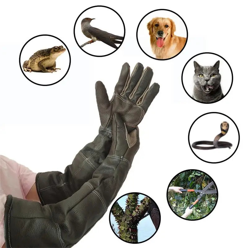 Luvas para animais de estimação, couro de vaca, anti-agarrar, anti-mordida, luvas protetoras, gato, cachorro, jardinagem, trabalho, animais de estimação, treinamento, manuseio